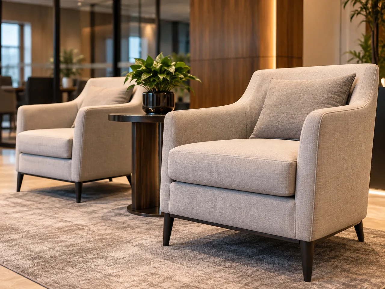 Poltronas em ambiente empresarial